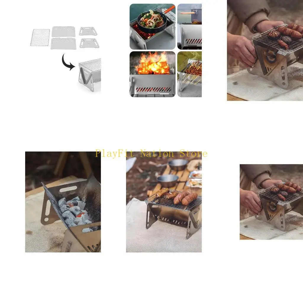 

242F Складной гриль для костра, решетка из нержавеющей стали, гриль для барбекю, портативный гриль для кемпинга, для пикников,