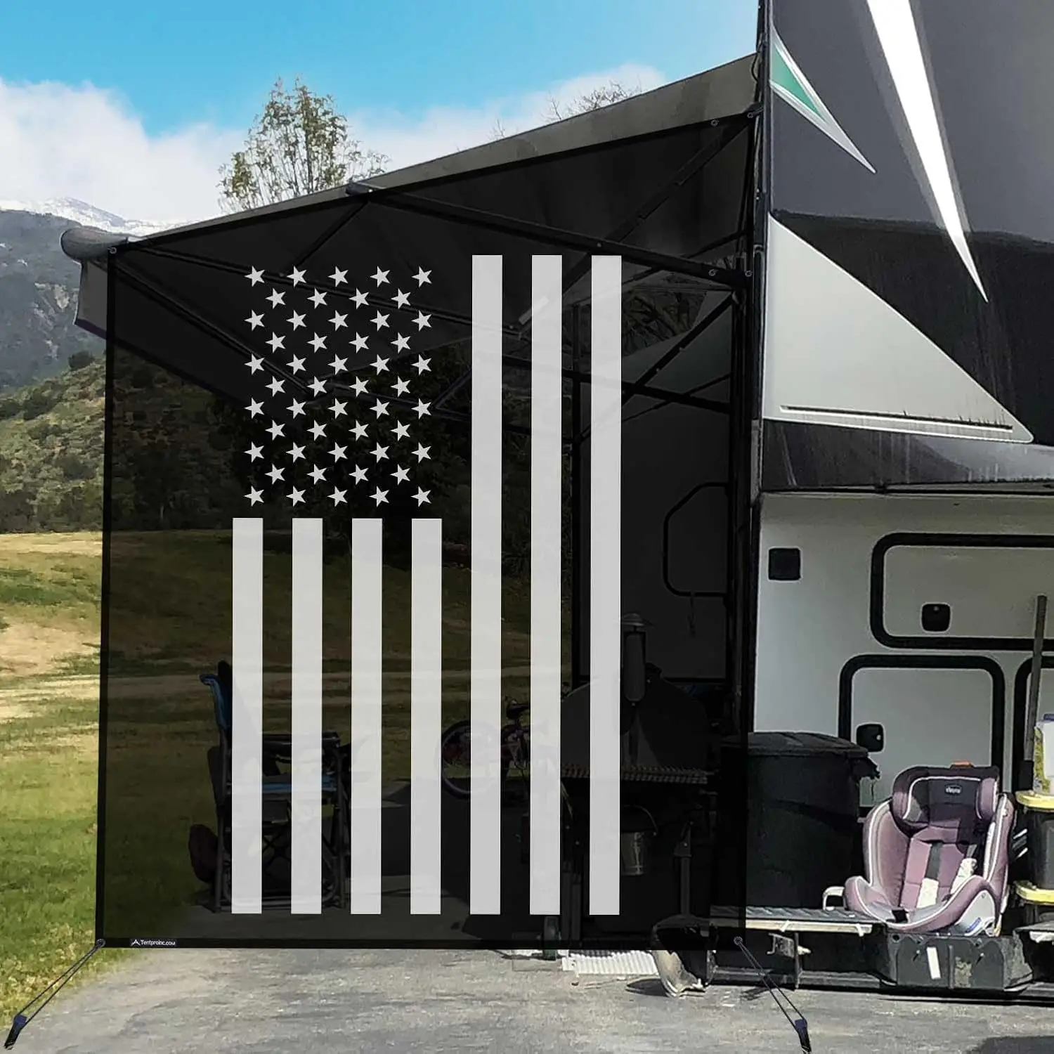 

RV Awning Side Shade Screen 9'x7' - Black Mesh Sunshade for Motorhome Camping Trailer, UV Blocker, 3-Year Warranty