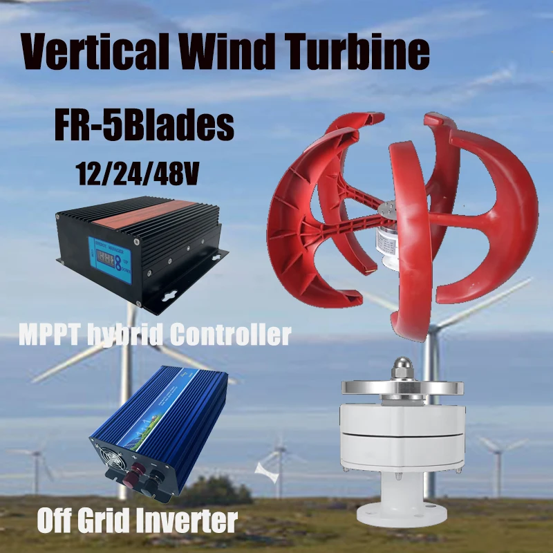 

6KW Vertical Axis Wind Turbine Generator 12V/24V/48V Permanent Magnet Free New Energy Strong Power AC Output For Home Use