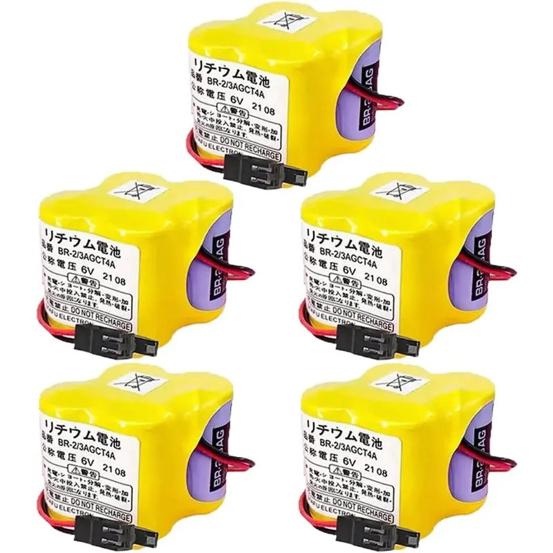 

Комплект из 5 батарей BR-2/3AGCT4A 6V для ПЛК A98L-0031-0025 для систем ЧПУ (черный разъем)