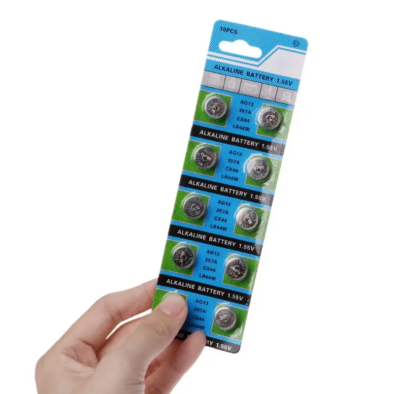 AG13 Alkaline Button Cell 1.55V A76 Batteries Coin Cell for Remote Controls, Camcorders, Electronic Games - 10 Counts