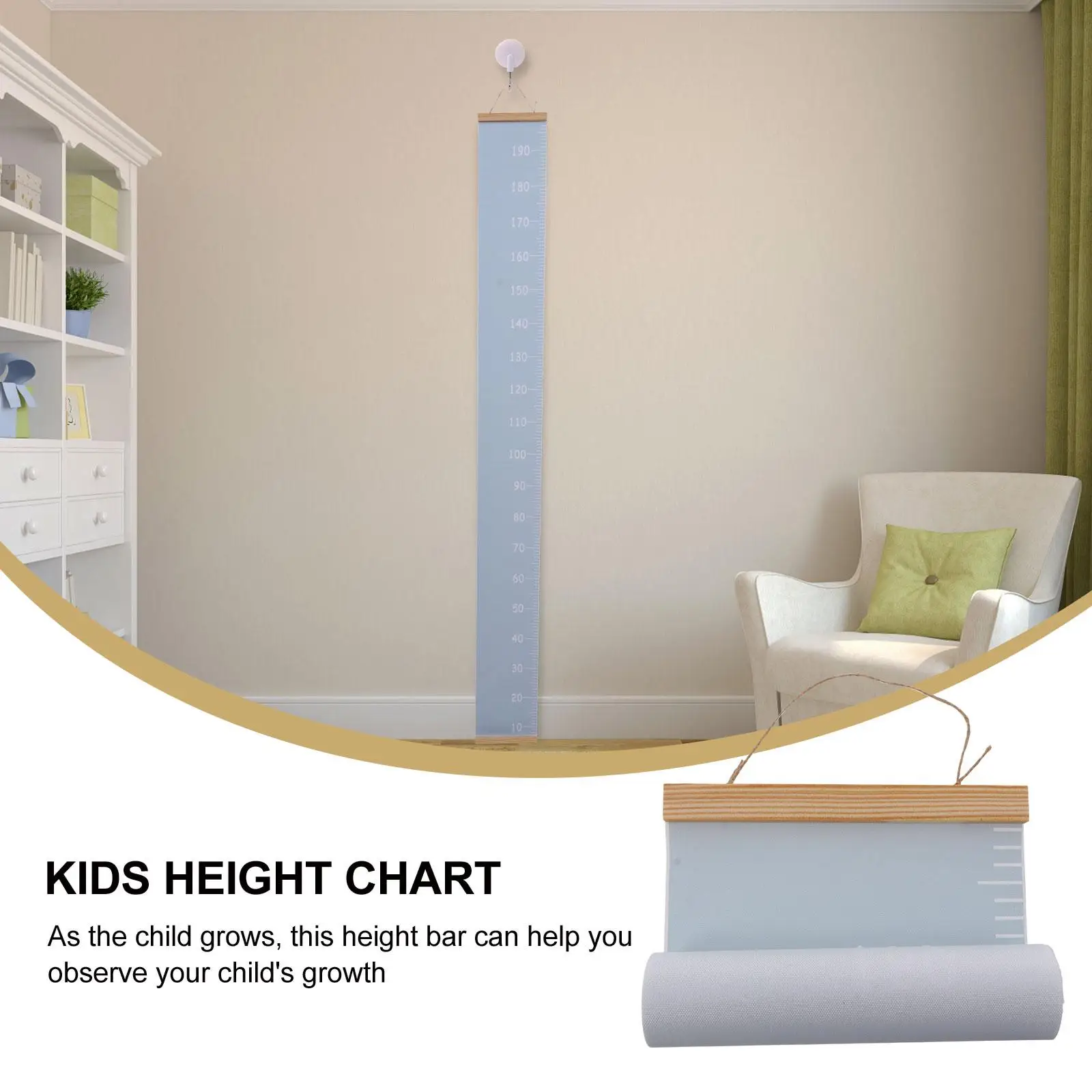 Children's Height Ruler Canvas Chart Removable Kids Measurement Pine Wood Hanging Furniture Decoration Sticker