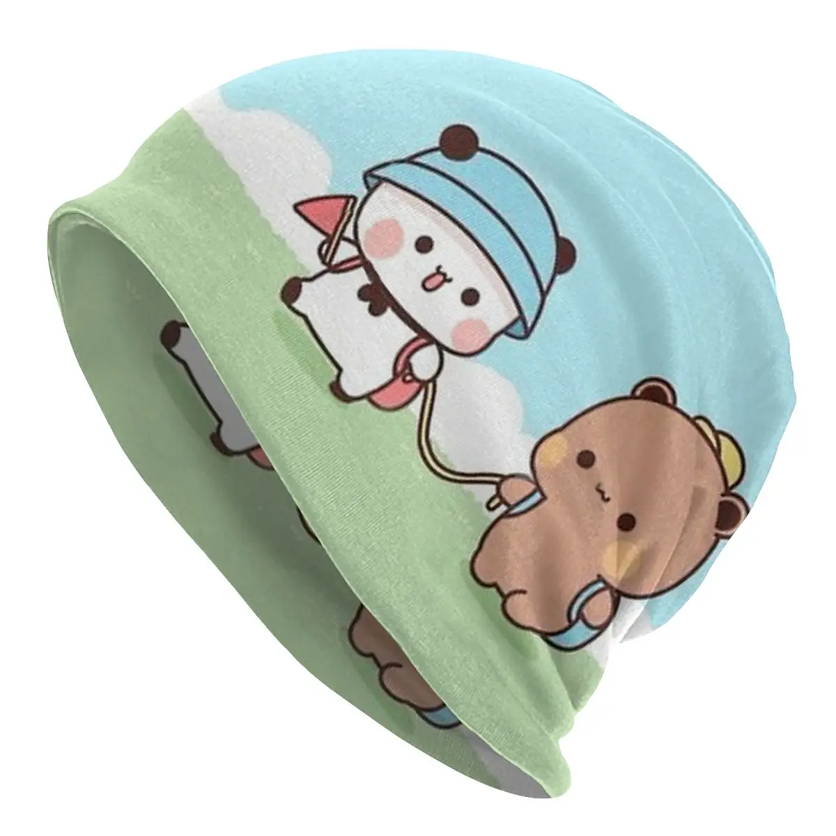 Bubu And Dudu Going Outside Together Peach Cat Cute Kawaii Unisex Bonnet Winter Cycling Double Layer Thin Hats For Men Women