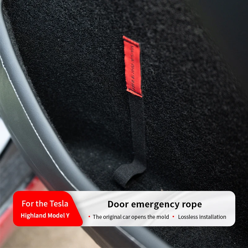 Car Door Emergency Handle Extended Manual Door Release Safety Pull Rope Emergency Puller Button for Tesla Model 3 Y 2025
