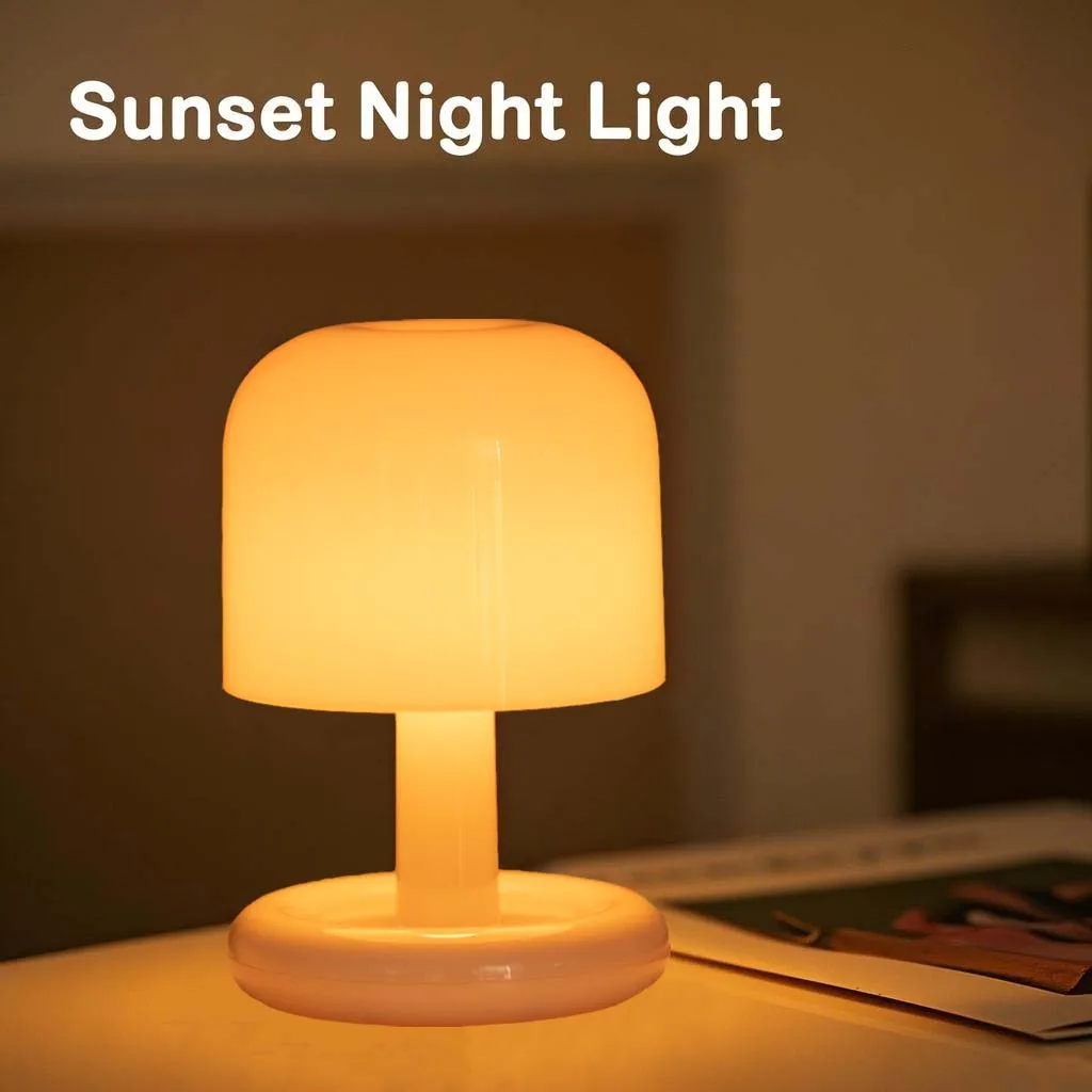 

Rechargeable Mushroom Night Light Minimalist Led Sunset Table Lamp Atmosphere Mood Light for Bedroom Coffee Bar Decor Lighting