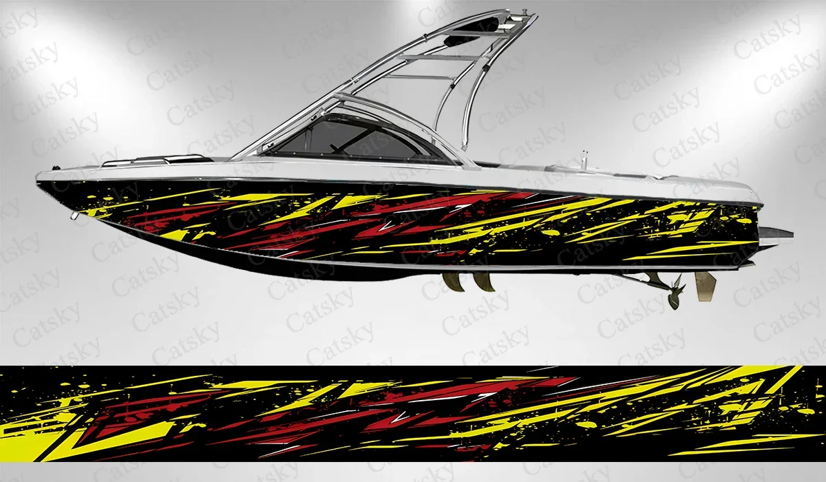 Colorful abstract graphics Boat wrap sticker vinyl boat for pontoon deck boat fishing platform decal sticker