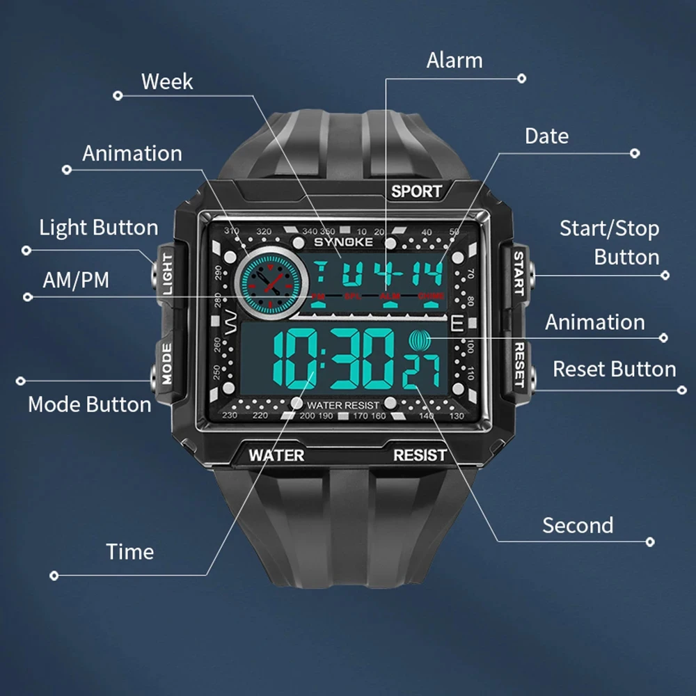 Men Digital Watches 50M Waterproof Army Military Watch Electronic Sports Mens Wristwatches