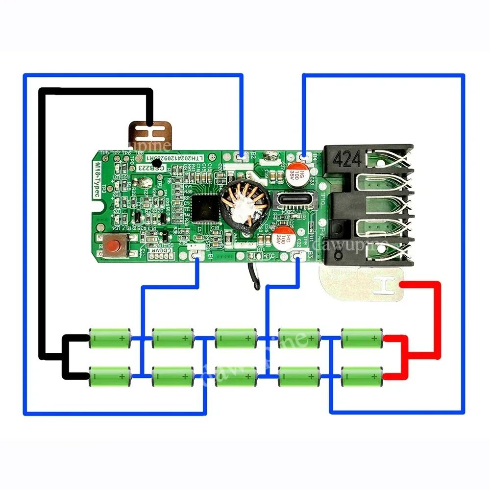 10x18650 علبة البطارية لميلووكي 18 فولت بطارية ليثيوم نوع C قوة البنك شاحن ل M18 العلب PCBA حماية لوحة دوائر كهربائية