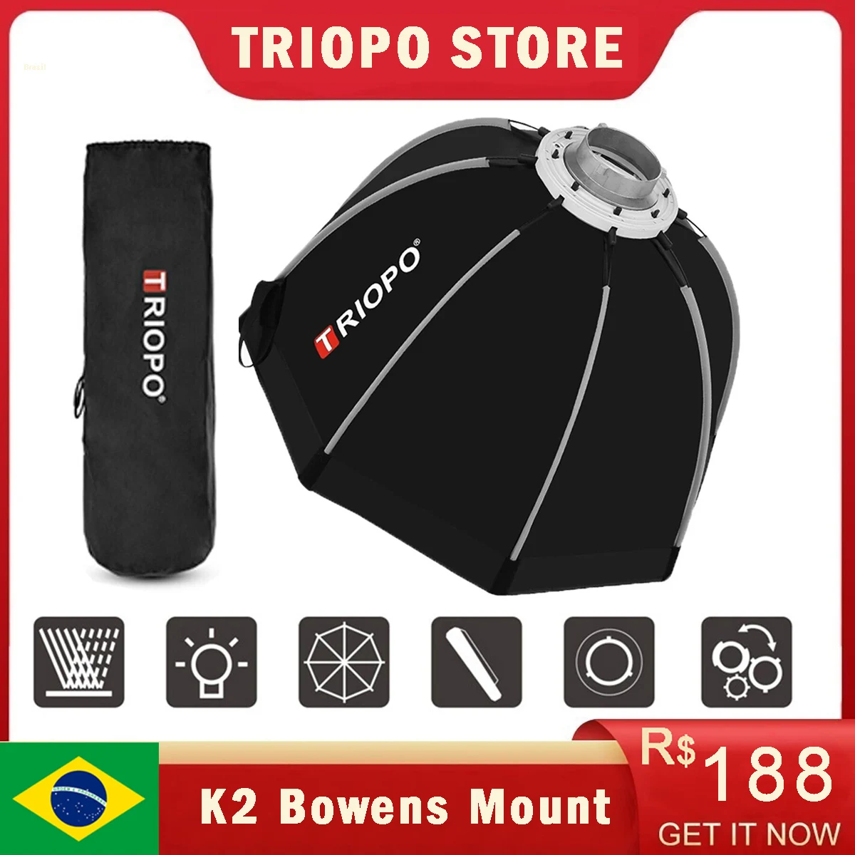 Triopo 55cm 65cm 90cm 120cm Octagon Softbox Bowens Mount for Sokani X100 X60 Mini COLBOR CL60 CL220R Aputure 300C Godox Lighting