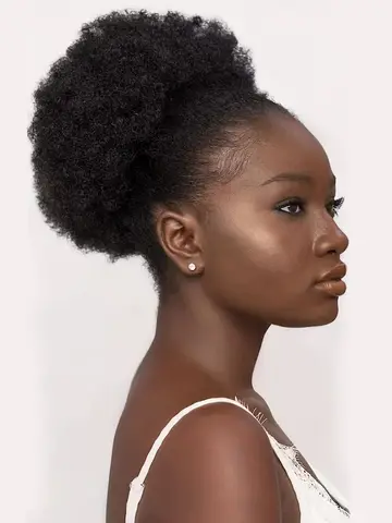 1pc Women's 10-Inch Afro Kinky Curly Synthetic Ponytail Extension Drawstring Afro Puff Basic Style Hair Bun Wig for Daily Use