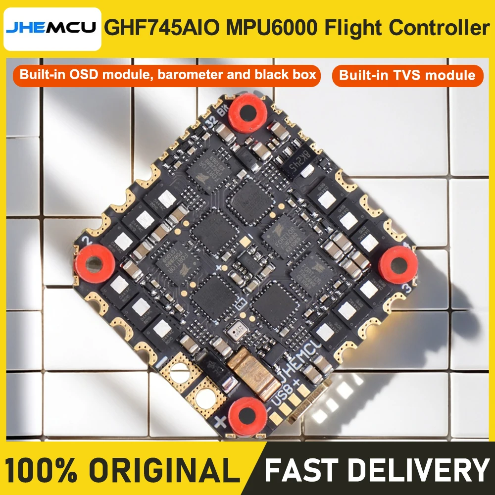 

JHEMCU GHF745AIO F745 Flight Controller with MPU6000 BLHELI32 G071 40A/50A 4in1 ESC 25.5x25.5mm for 3-6S FPV Freestyle Drones