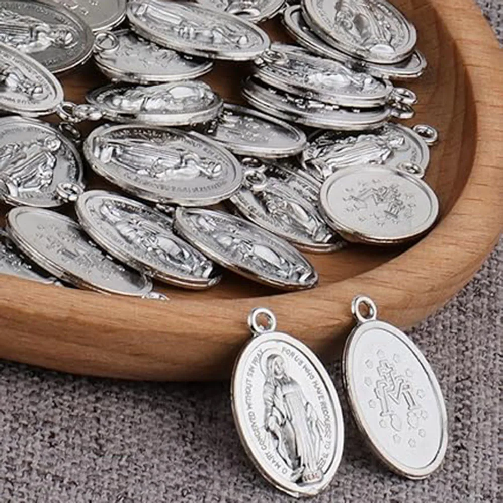 10Pcs Medal Saint Joseph Christopher Michael Calcutta Holy Family Therese Medalla Milagrosa Charm DIY Rosary Religious Pendants