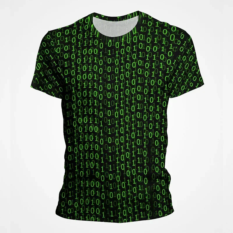 Summer 3D Printed T-shirt Green Matrix Code T Shirt Men Women Fashion Short Sleeve Tee Harajuku Cool Treetwear Casual Tops