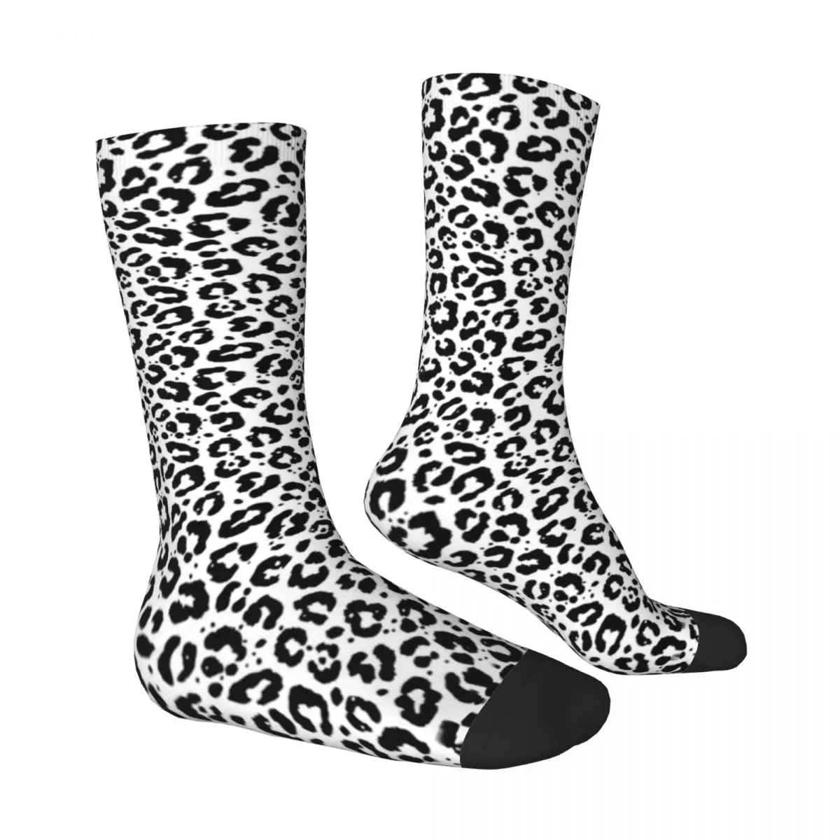 Black White Leopard Print Socks Animale Snow Cheetah Kawaii Stockings Spring Anti Slip Women Men Socks Soft Climbing Socks