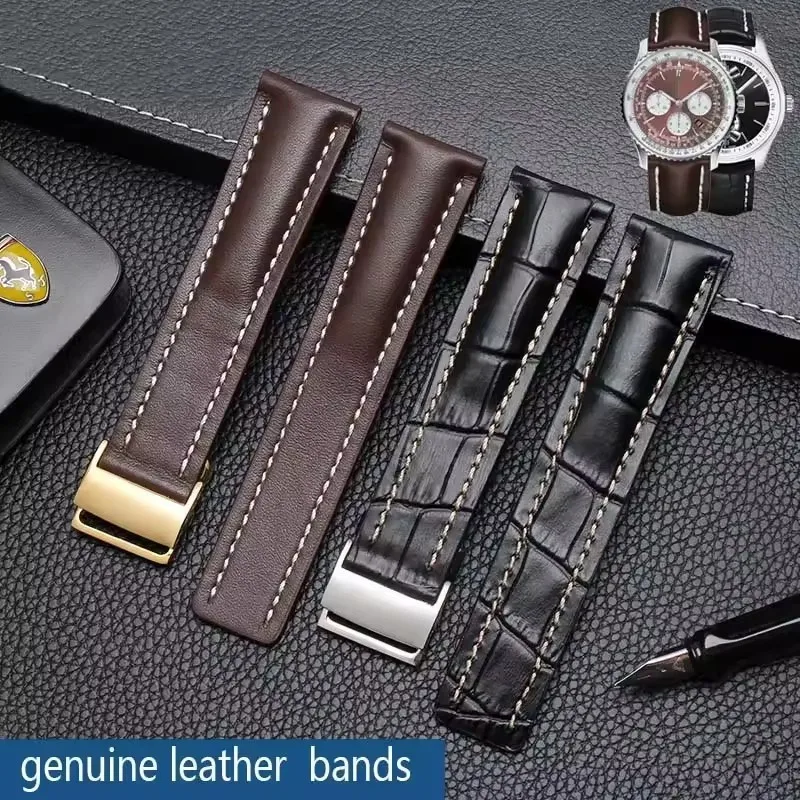 

Men's Watch Band accessories For Breitling Watch Strap Aviation Timing Cross Ocean Avenger Challenger Culture Cowhide 22mm 24mm