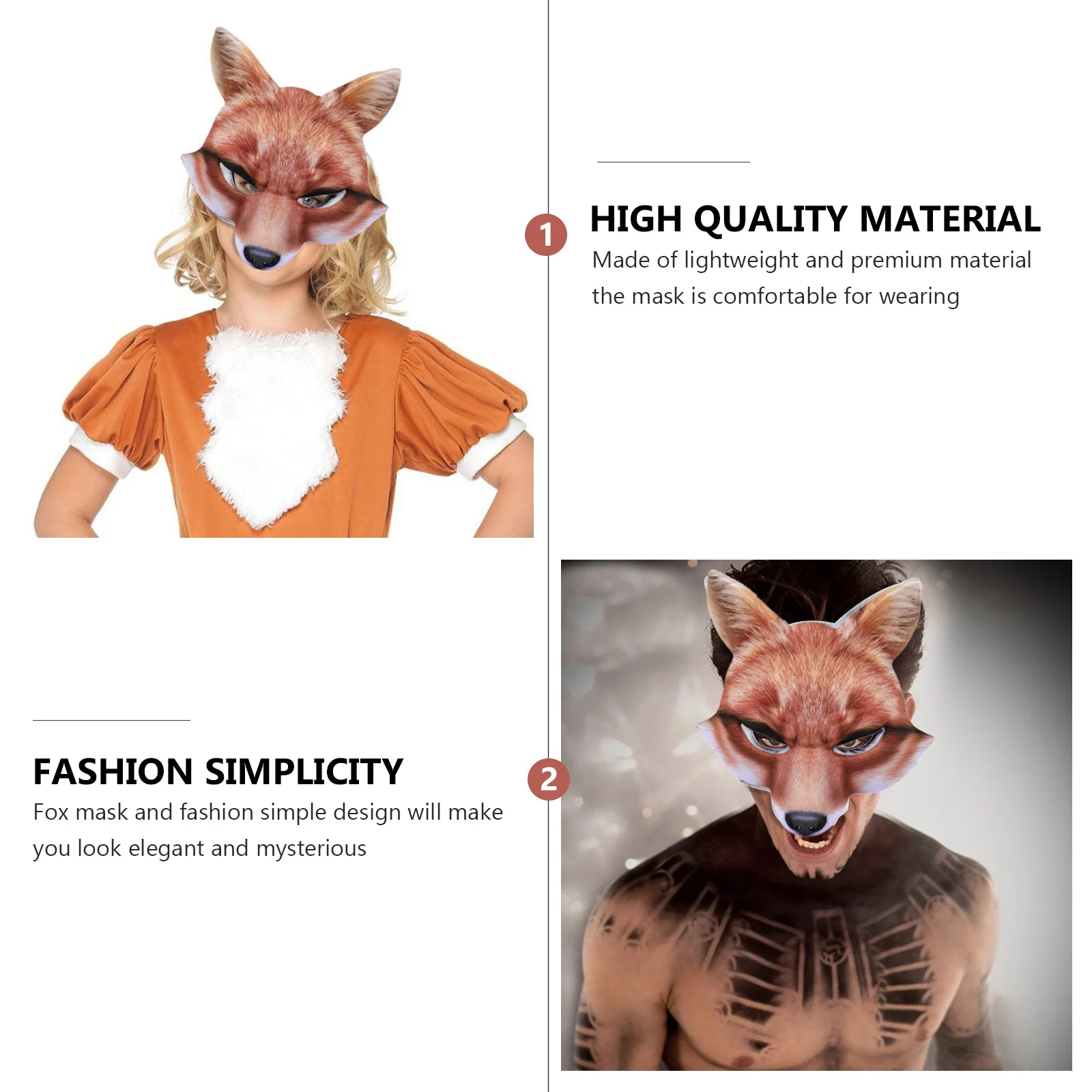 

Yellow Half Face Fox Mask Eva Lightweight Comfortable for Breathing Fashionable Mysterious Look Great for Cosplay Halloween