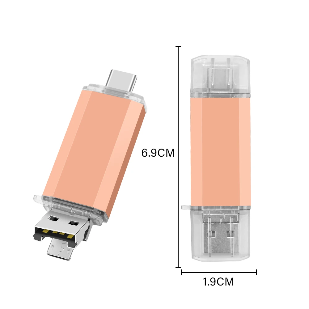 3 IN 1 High Speed OTG USB Flash Drive TYPE C Pen Drive 64GB 32GB 16GB 8GB Pendrive USB 2.0 Memory Stick For IPhone 15 USB Stick
