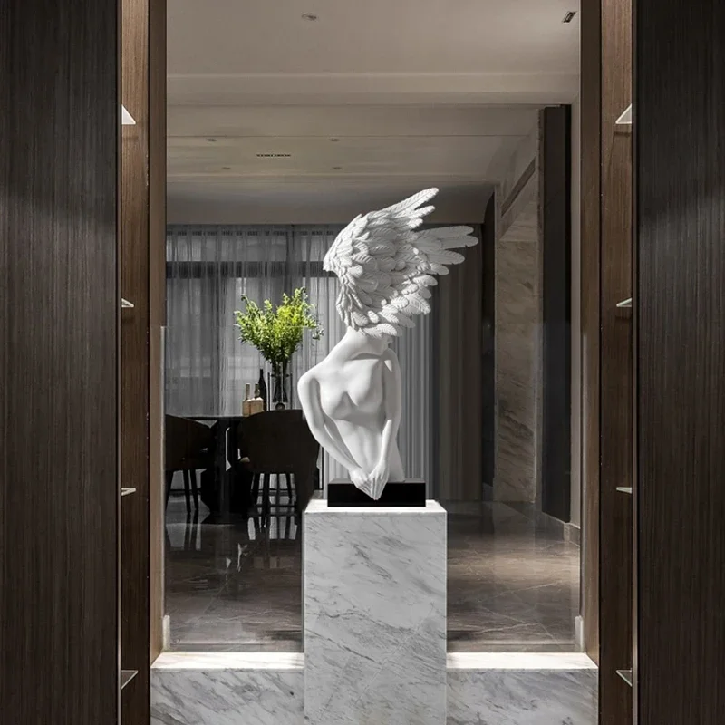 Home Decor Creative Angel Sculpture Ornaments Nordic Hotel Lobby Statues And Sculptures Home Decorative Figures Girl Figurine