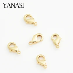 4PCS 10MM/12MM/15MM 18K Gold Plated Brass Lobster Clasps Connect Clasps For DIY Bracelet Necklace Jewelry Making Accessories
