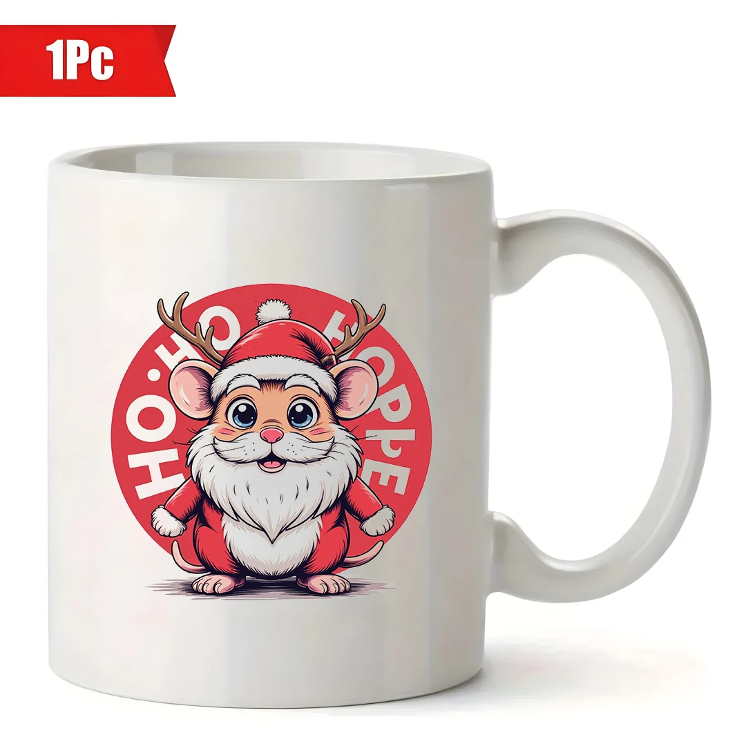 11온스 만화 산타클로스 쥐 머그컵 + 어린이 컵 + 가족 사무실 크리스마스 선물 창의적인 커피 머그컵