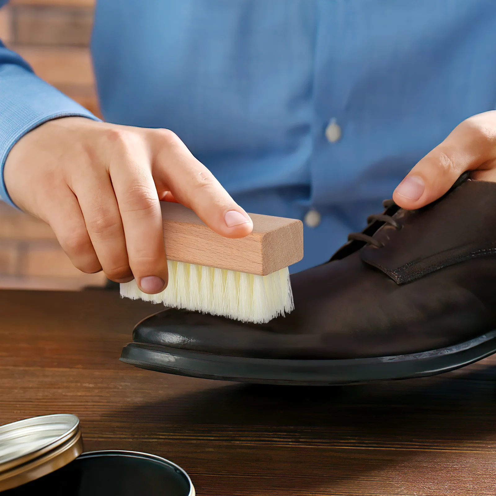 

4Pcs Wooden Handle Plastic Brush Heavy Duty Shoe Cleaning Mud Snow Dirt Removal for Hiking Boots Sneakers Home Use