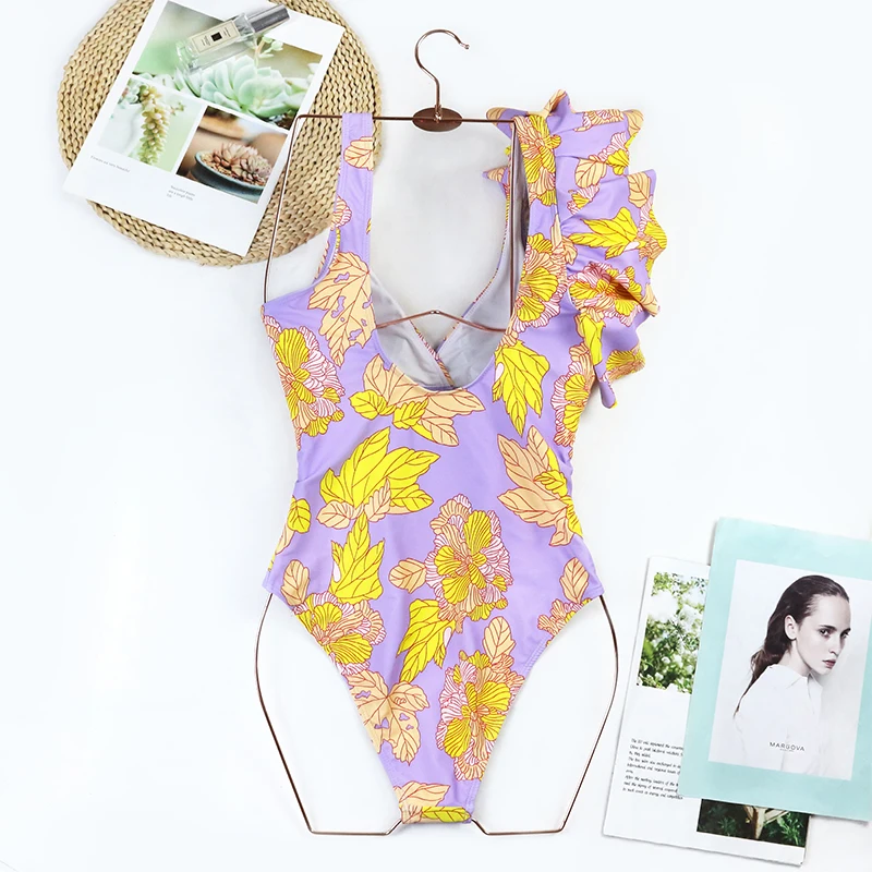 ชุดว่ายน้ำวันพีซแบบรัดรูป ปี 2026 สำหรับผู้หญิง ลายดอกไม้ เซ็กซี่ ชุดชายหาด ชุดว่ายน้ำผู้หญิง ชุดบอดี้สูทเปิดหลัง ชุดว่ายน้ำสีพื้น
