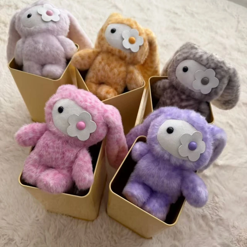 Cute Juju Rabbit Plush Keychain Flower Eye Bunny Stuffed Doll Kawaii Long Ears Animals Bag Pendant Car Keyring Toy Gift for Girl - view 4