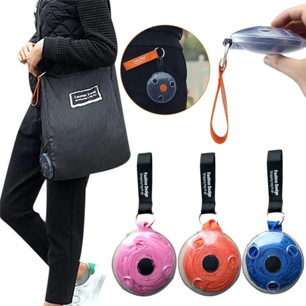 Nylon Folding Disc Shopping Bag Canvas Aluminum alloy Retractable Shopping Bag Small Disc Shopping Storage Bag