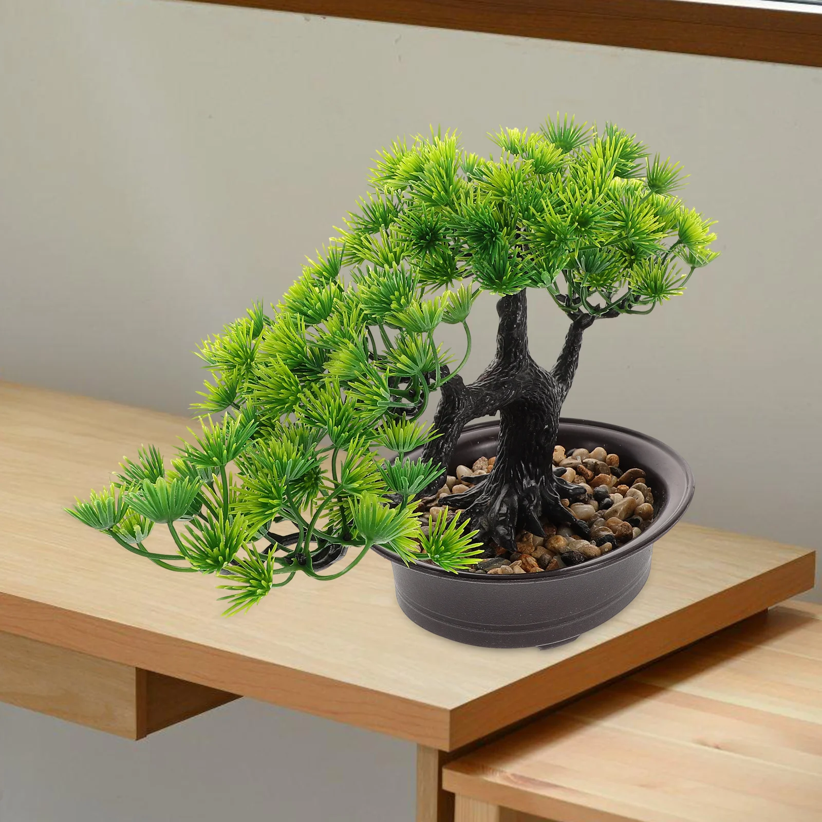 

Artificial Bonsai Tree Realistic Desktop Small Japanese Pine Faux Plant Potted Decorative Green Bonsai Office Home Decor