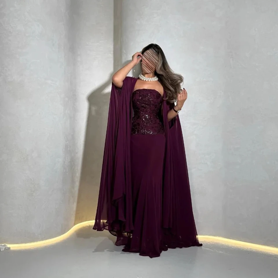 فستان سهرة كلاسيكي أنيق مخصص بدون حمالات 2 في 1 مطرز بسيط كابا 2025 طول الأرض فساتين حفلات #2