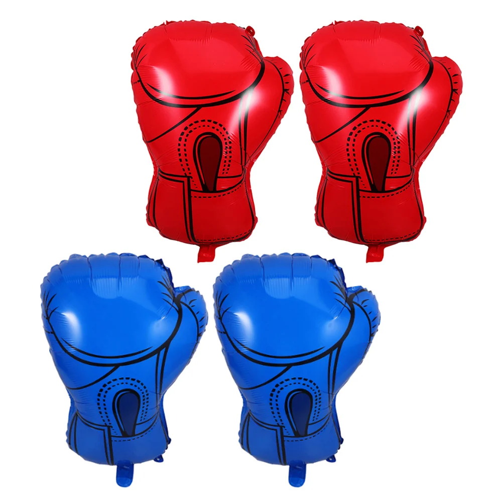

4pcs Boxing Glove Balloons Aluminum Foil Long-Lasting Inflated Party Decor For Boys Wrestling Birthday Sports Decoration