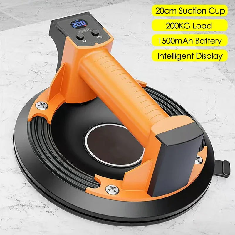 

8inch Electric Vacuum Suction Cup 200KG Load Capacity for Granite Tile Glass Vacuum Suckers Air Pump Lifting Tool 1500mAh