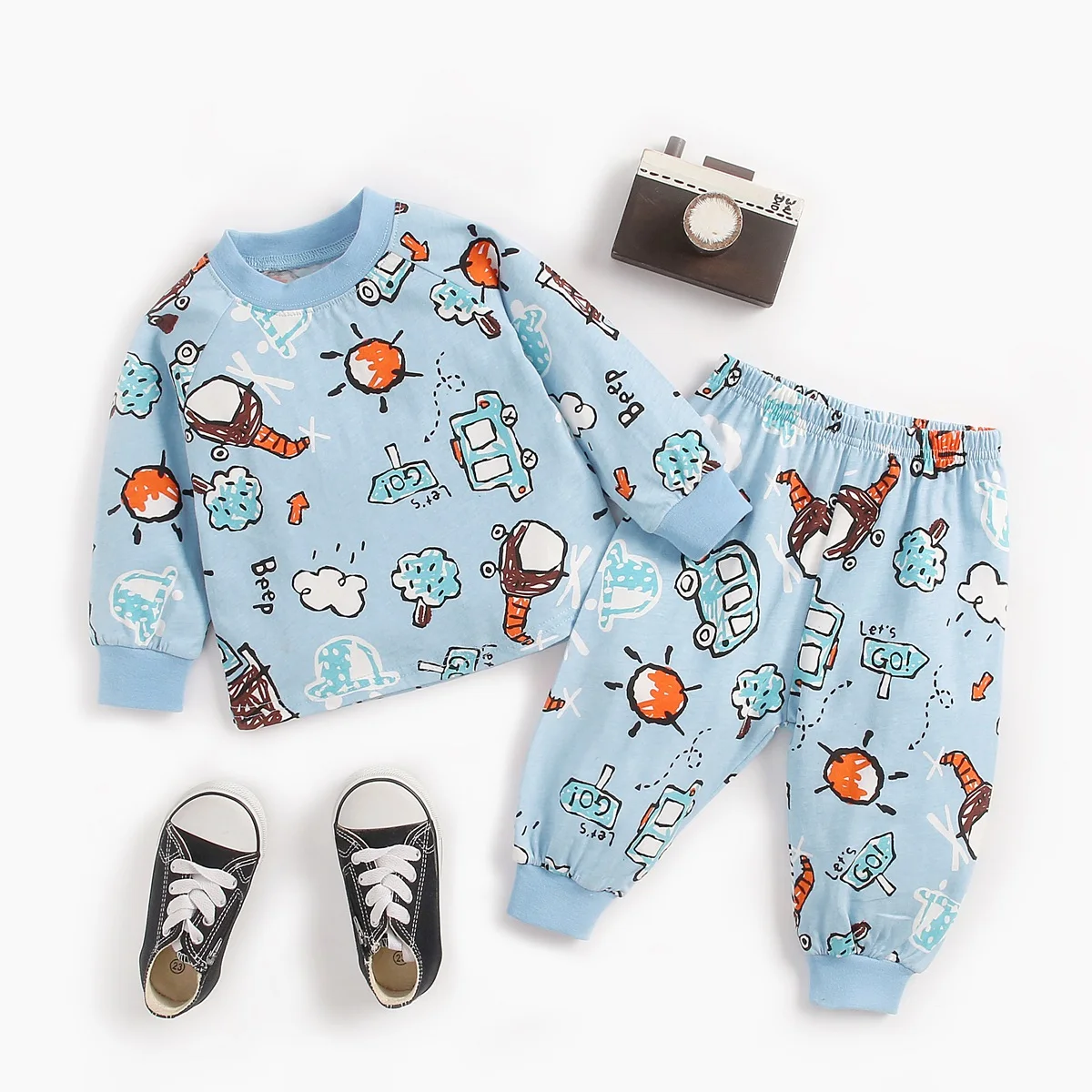 Sanlutoz Newborn Baby Boys Girls Clothing Sets Cotton Long Sleeve Tops + Pants 2Pcs Pajamas