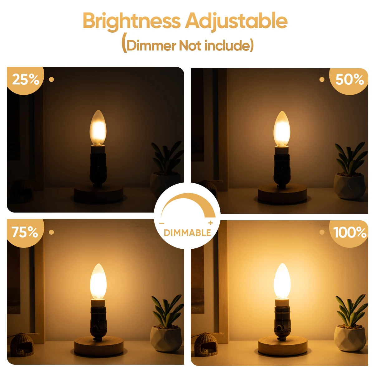 Lâmpada LED Dimmable, Lâmpada de Filamento, Branco Quente, Branco Fosco, Vela, Luzes Noturnas, Decoração Vintage, Interior, C35, E14, 220V, 6,5 W, 806LM