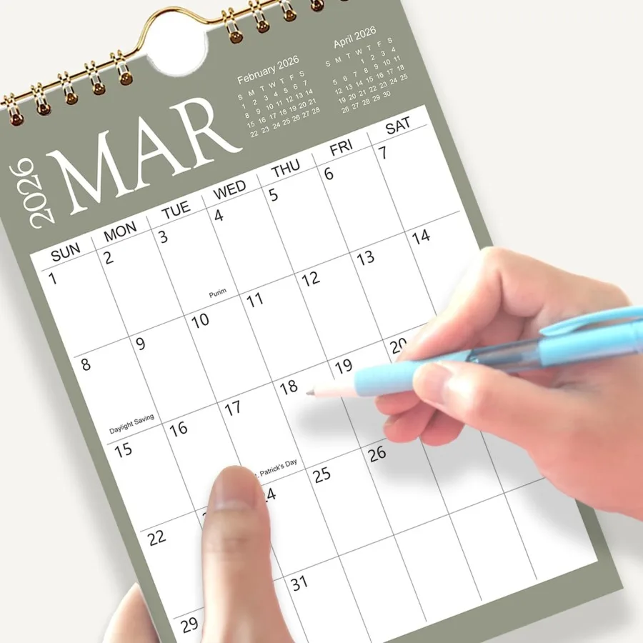 Mini Kalendarz Ścienny 2026-2027 6x9 Ih Mini Kalendarz 18-miesięczny Mały Kalendarz od Stycznia 2026 do Czerwca 2027 Mały Kalendarz Notatnikowy