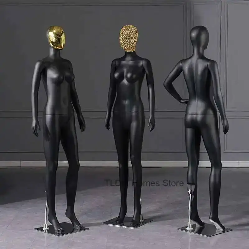 

Mannequin Mannequin Props Female Women's Full Body Human Dummy Clothing Black Gold Face Store Hollow Clothes Display Stand