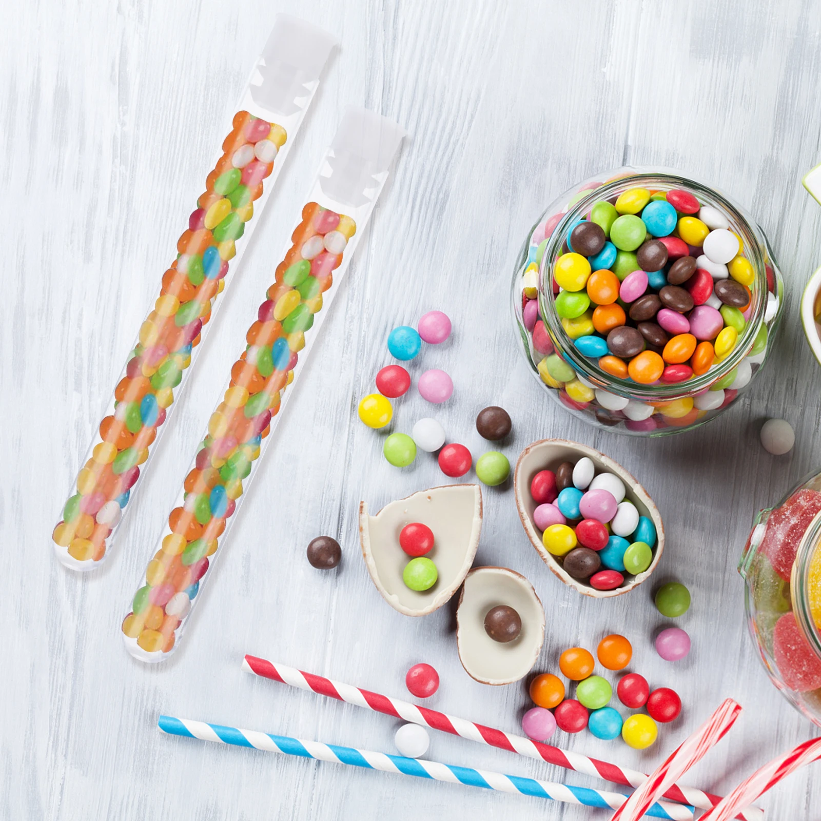 

100pcs Plastic Test Tubes Clear Lab Mini Tubes for Science Practical Eco Friendly Moisture Proof Leak Protection Travel