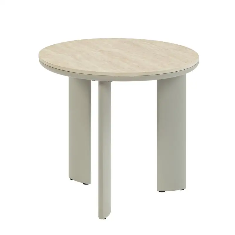 Ceramic Top & Light Gray Finish End Table with Storage and Modern Design for Living Room and Bedroom Use