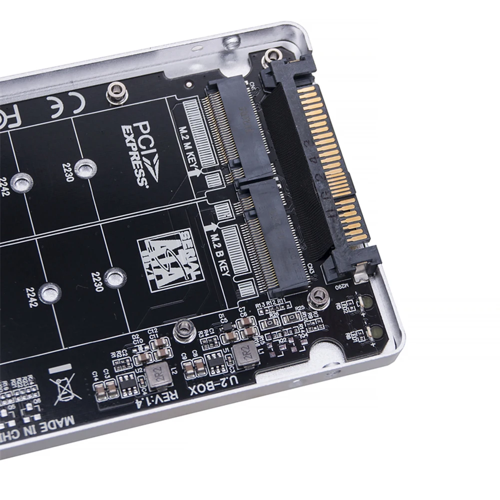 بطاقة محول M.2 SSD إلى U.2 M.2 NVMe SATA-Bus NGFF SSD إلى محول PCI-e U.2 بسرعة 32 جيجابت في الثانية PC-E3.0X4 مع حافظة للكمبيوتر المكتبي
