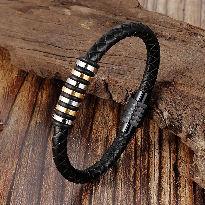 

Leather Cord Bracelet Stainless Steel Leather Bracelet Leather Bracelet Men Women Jewelry Bracelet