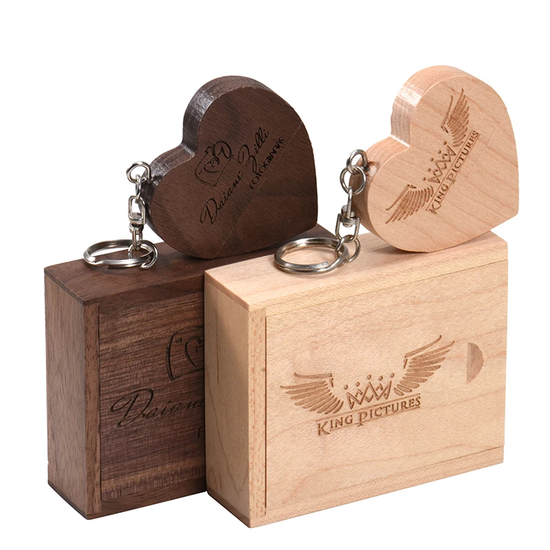 USB3.0 Free Custom Logo Memory Stick 128GB Wedding Gift USB 3.0 Flash Drive 64GB Heart Pen Drive 32GB Push Pull Box U Disk 16GB