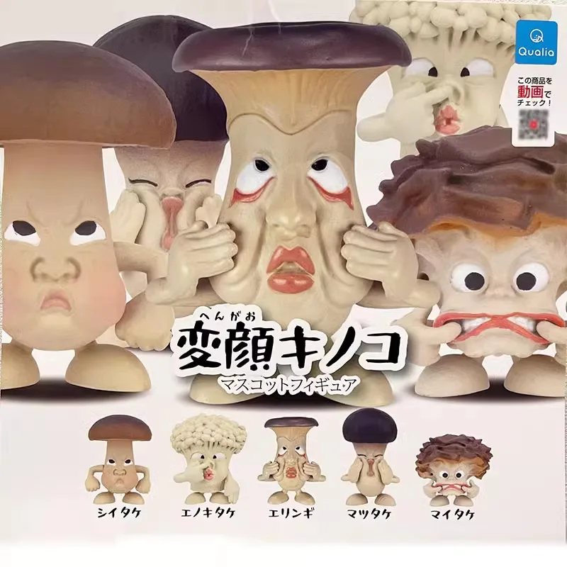 Original Qualia Gashapon Face-changing Mushroom Boy Needle Mushroom Qversion Mini Anime Action Figure Model Toys Gift Collection