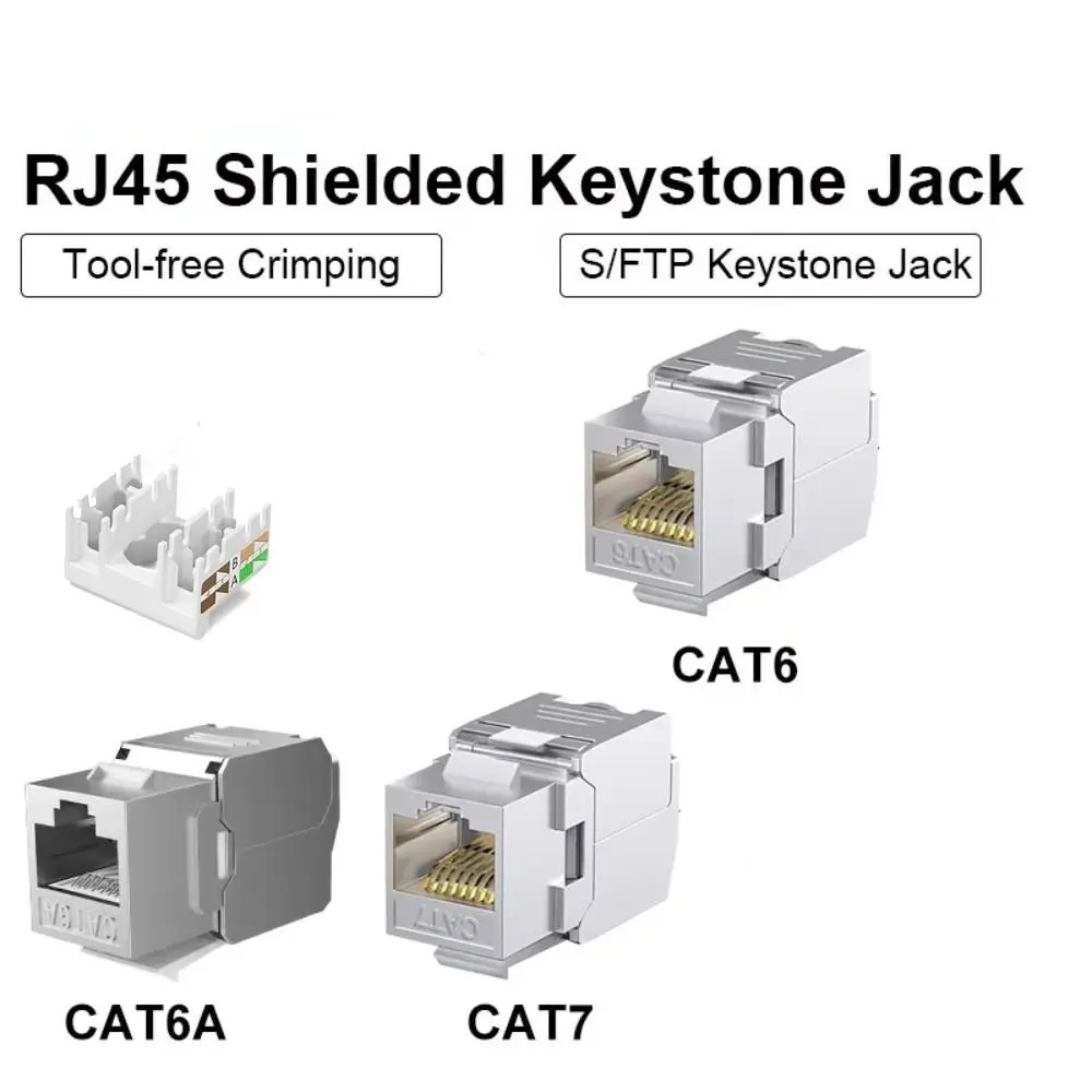 

New Zinc Alloy RJ45 Jack Module Shielded Easy Termination Module Jack Backward Compatible Tool Less Coupler Patch Panel