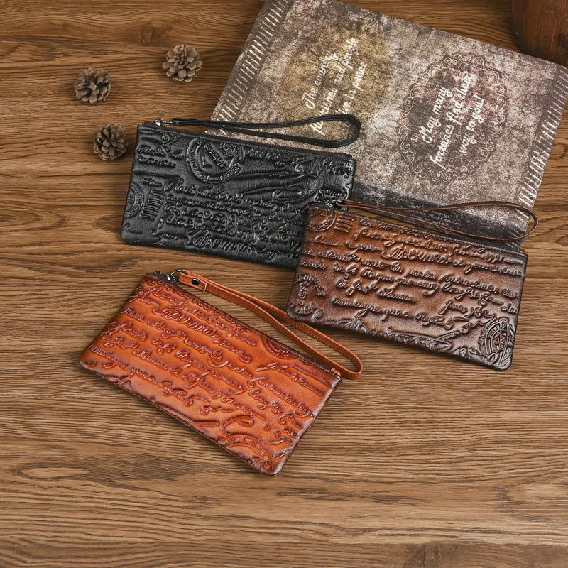 Men's Slim Vintage Leather Organizer, Handmade Top Grain Cowhide Key & Card Holder with Ultra-Thin Coin Pocket, New Design