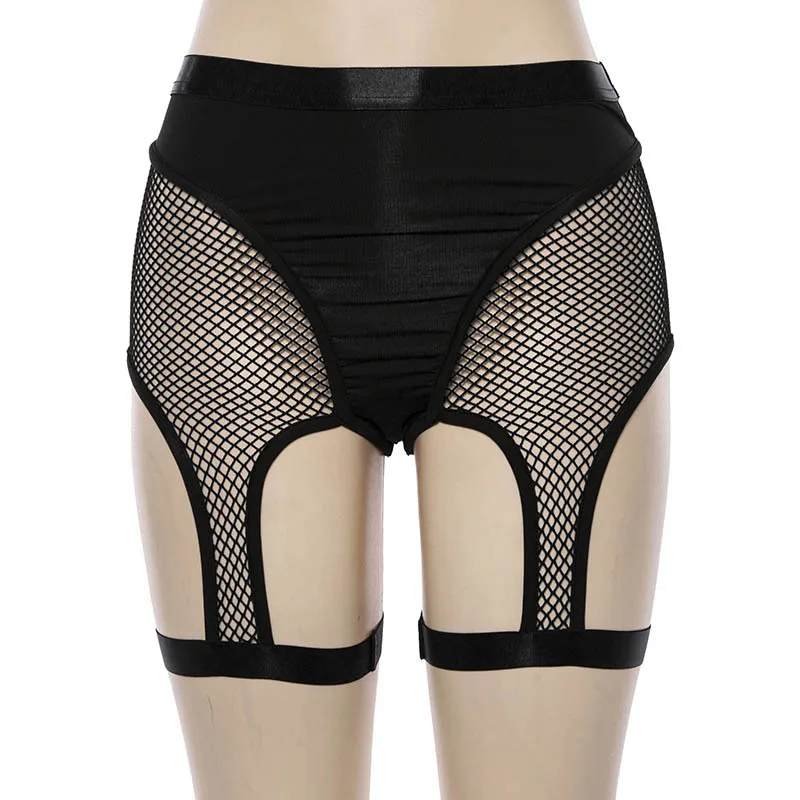 See Through Exotic Pole Dance Shorts Pantyhose Stage Performance Wear Porno Gogo Dancer Night Bar Costume Rave Pants With Garter