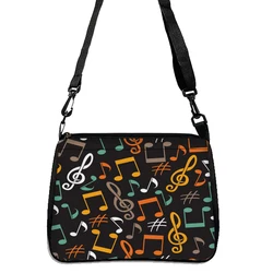 Borsa a tracolla musicale, borsa a tracolla decorata con nota di pianoforte, borsa a tracolla stampata fronte-retro con motivo a cavallo Borsa casual quotidiana 5.21