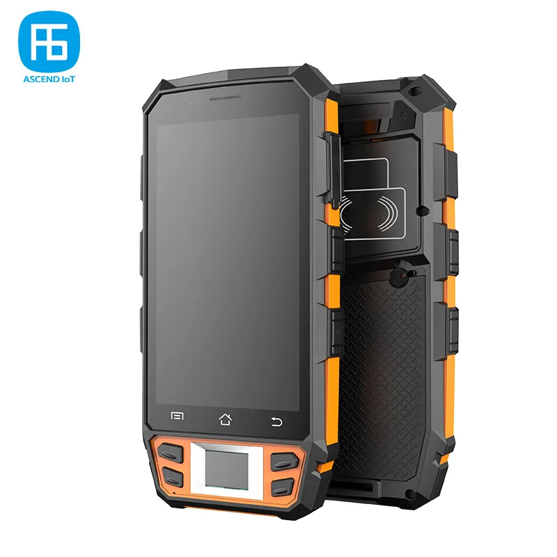 Lector RFID LF/HF/UHF inalámbrico móvil, lector/escritura de tarjetas NFC portátil Android con lector de huellas dactilares, Control de acceso, control de billetes