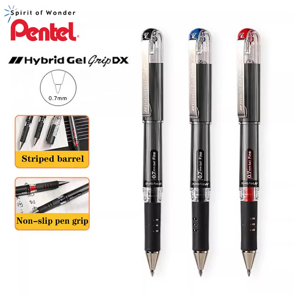 1pcs Japan Pentel K227 Quick Dry Gel Pen 0.7mm Bullet Silver Black Stripe Pen Holder Business Office Signature Pen Stationery