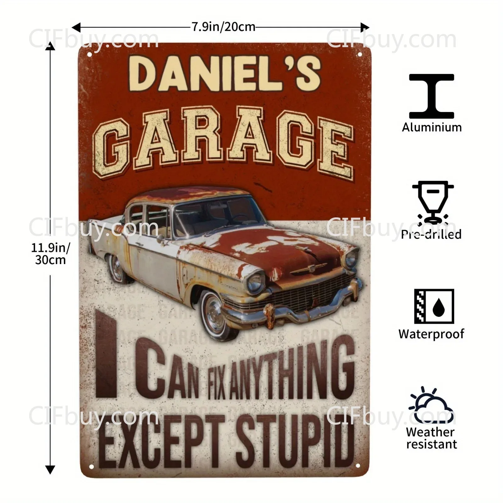 20x30cm Garage Custom Metal Plaque, Personalized Funny Slogan Auto Workshop Wall Decor (For Decoration Only)