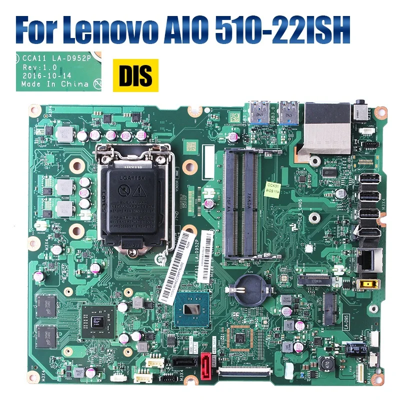 Original For Lenovo AIO 510-22ISH Mainboard LA-D952P 00UW361 01LM048 SR2CA 216-089001 All-in-one Motherboard